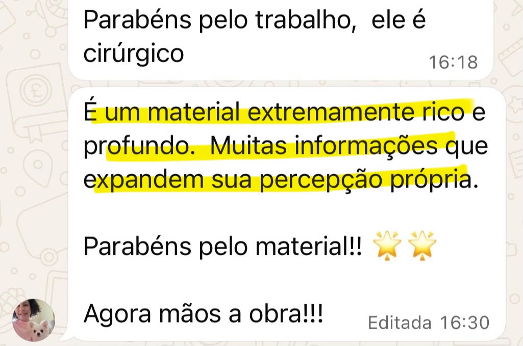 Mensagem de WhatsApp: material extremamente rico e profundo